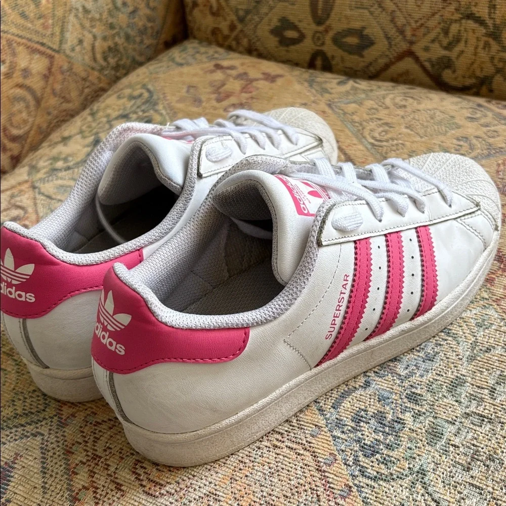 Adidas Superstar White Barbie Pink Stripes Sneakers Leather Shell Toe Women’s 6 - Picture 5 of 12